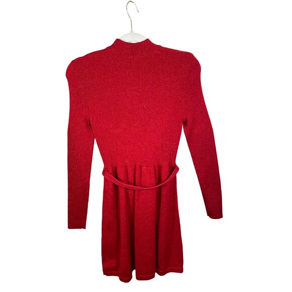 Free People Women Red Sweater Mini Dress M Holiday Glam Quiet Luxury Winter Chic - Picture 4 of 11